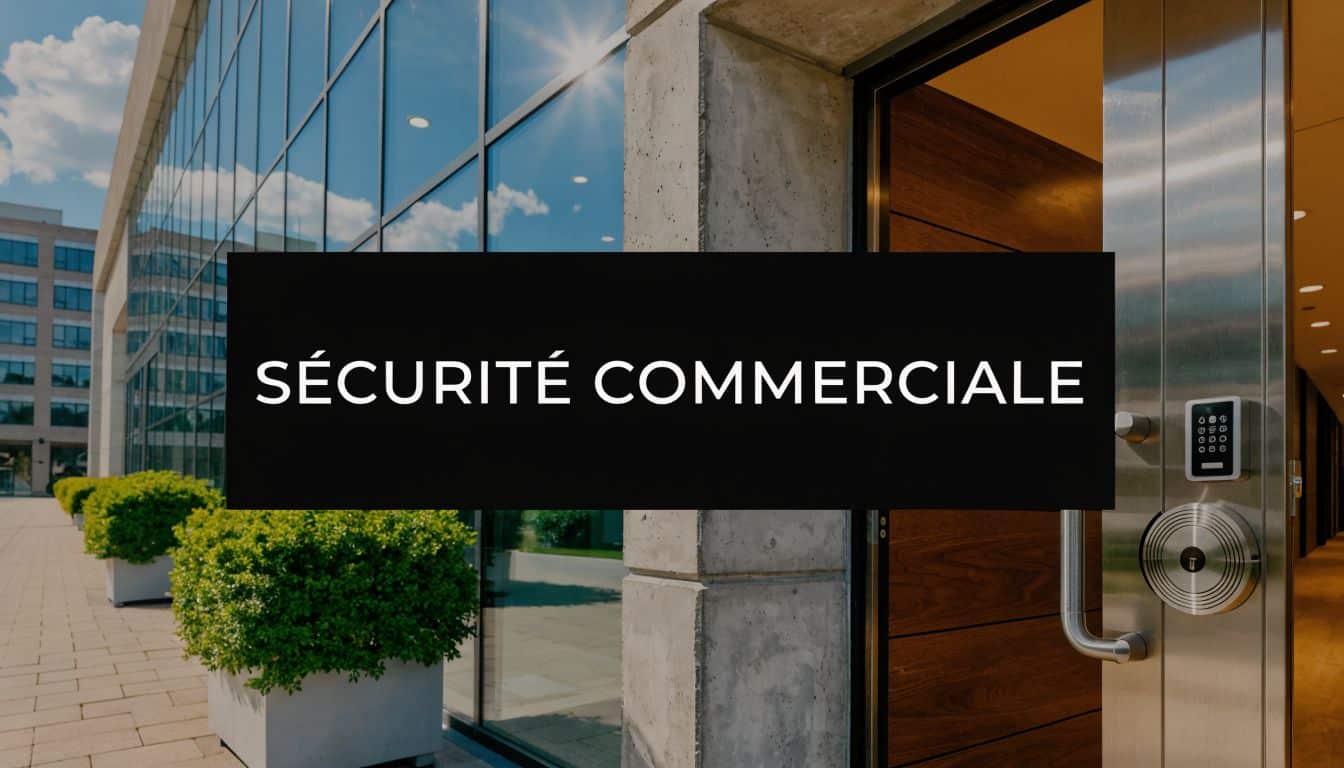 Modern glass entrance door to a commercial building equipped with a secure electronic locking system