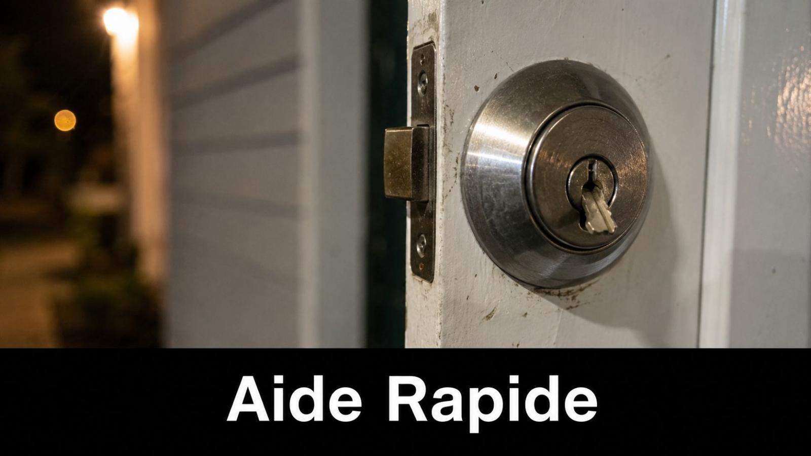 Une serrure de porte blanche avec une clé insérée, utilisée pour les services de serrurier d'urgence.