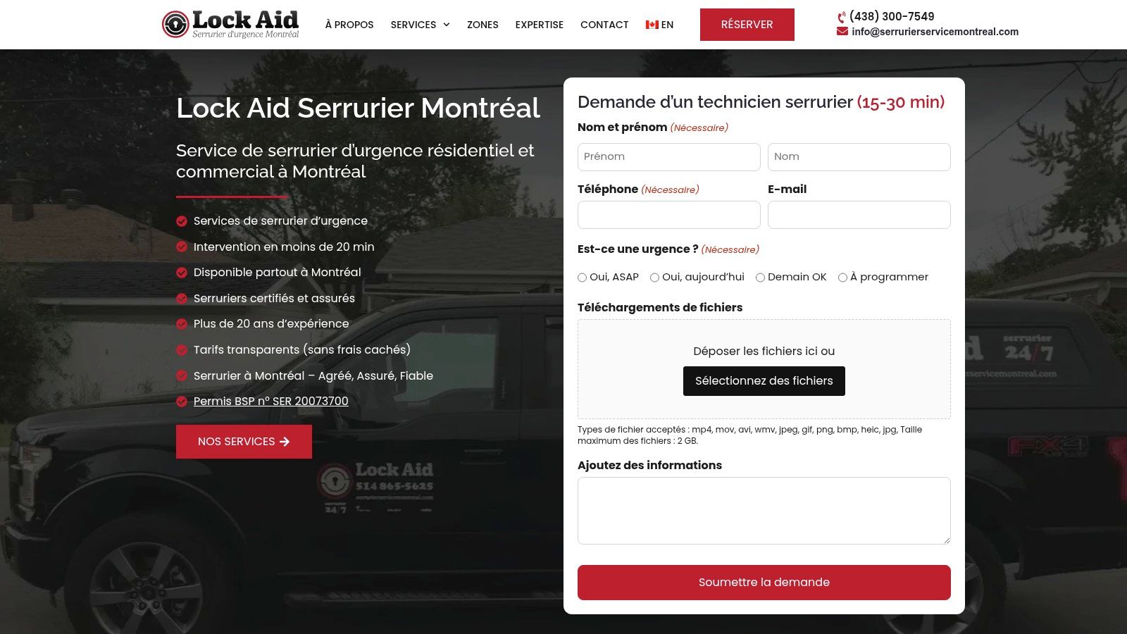 Screenshot from https://serrurierservicemontreal.com