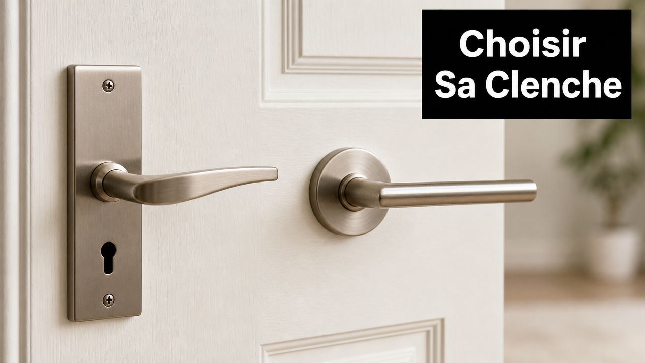 Une porte blanche élégante présentant deux styles différents de poignées de porte en métal brossé moderne.