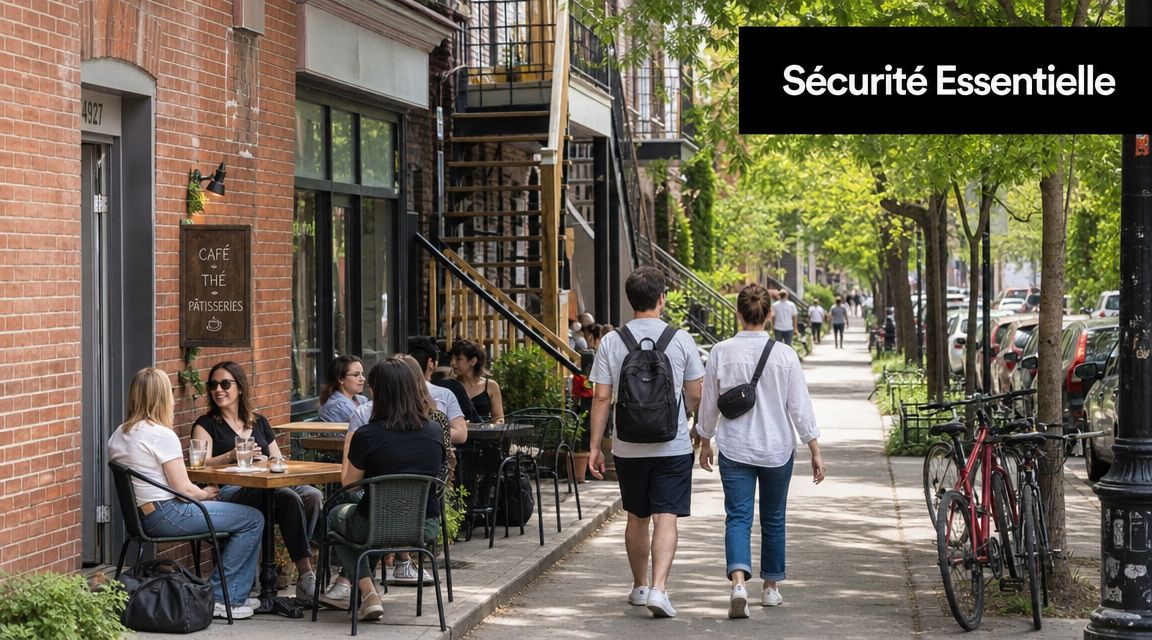 Des clients sont assis à la terrasse d'un café tandis que des piétons marchent sur le trottoir.